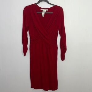 Max Studio ruched cross details red dress